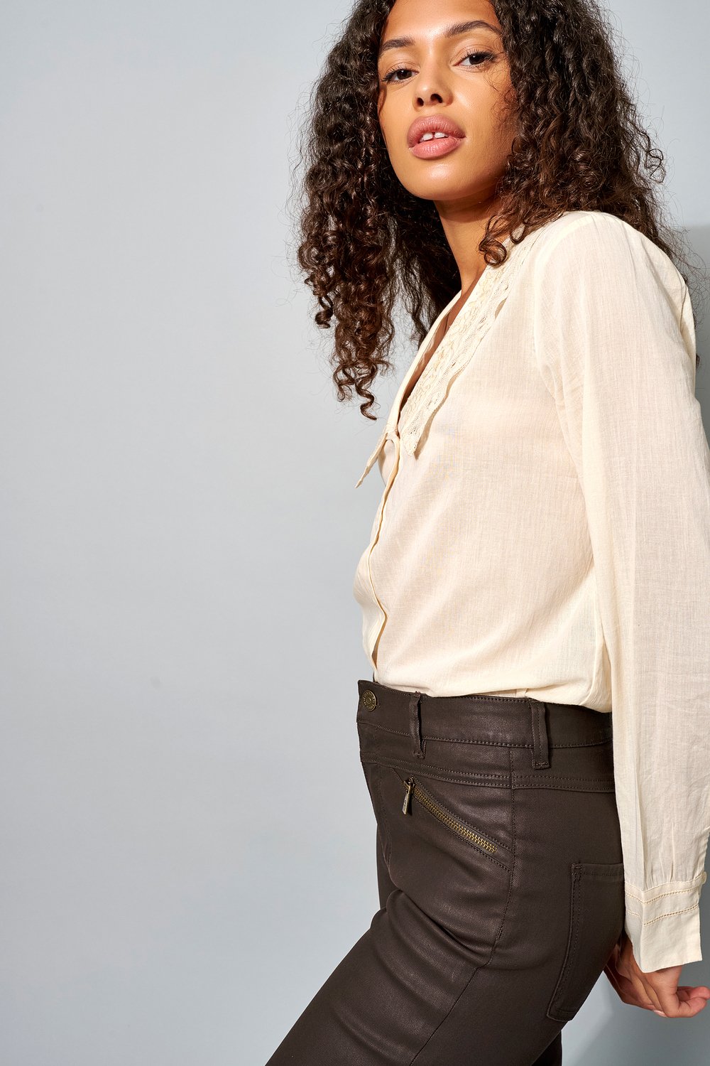 Skinny-Fit in Lederoptik | Style »Audrey_070« dark brown